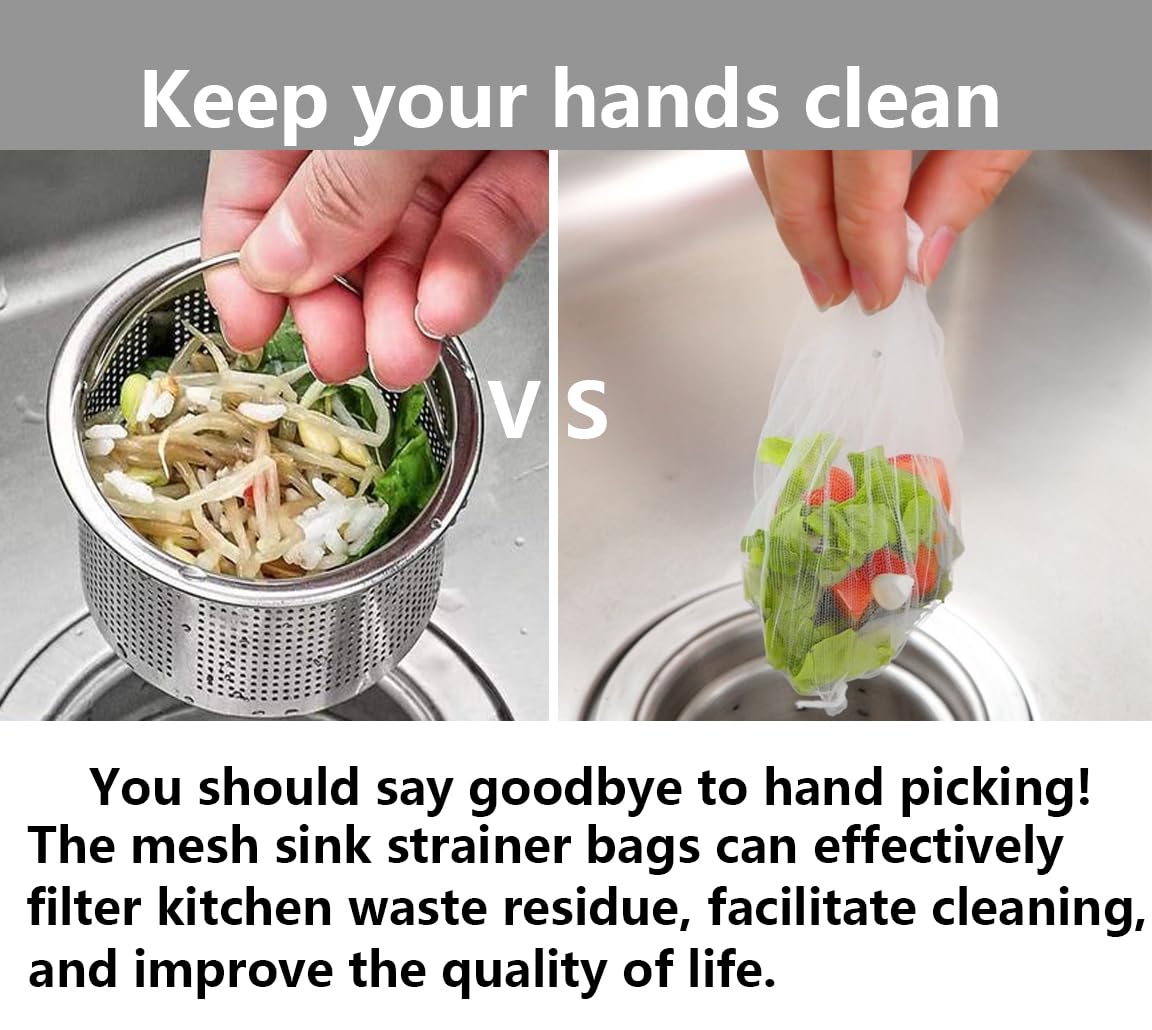 Vlwltl 200 PCS Disposable Kitchen Sink Drain Strainer Mesh Bag Fits Sink Strainer for Collecting Kitchen Food Waste Leftover Garbage