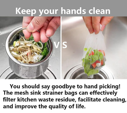 Vlwltl 200 PCS Disposable Kitchen Sink Drain Strainer Mesh Bag Fits Sink Strainer for Collecting Kitchen Food Waste Leftover Garbage