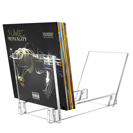 Acrylic Vinyl Record Storage Holder – Holds up to 20 KG Albums, 35 cm Clear Desktop Rack and Organizer Shelf, Modern Portable Stand for Home and Office Display