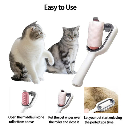 PEEOED Pet Cleaning Hair Removal Comb, Universal Knot Remover for Pets, Portable Multifunctional Pet Cleaning Brush, Massage Care Comb for Sensitive Cats & Dogs (Short, Pink)