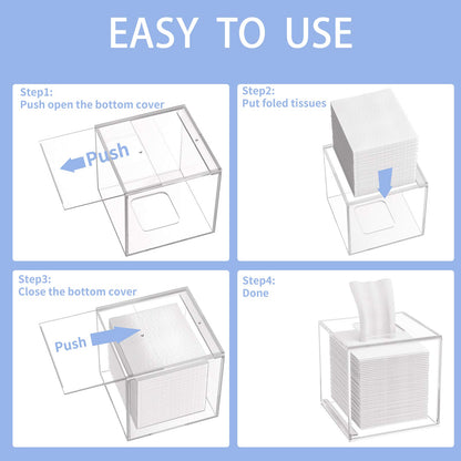 Acrylic Tissue Box Cover, Square Napkin Dispenser, Clear Tissue Holder for Home, Office & Restaurant, Durable & Elegant Design, Easy Access Tissue Organizer