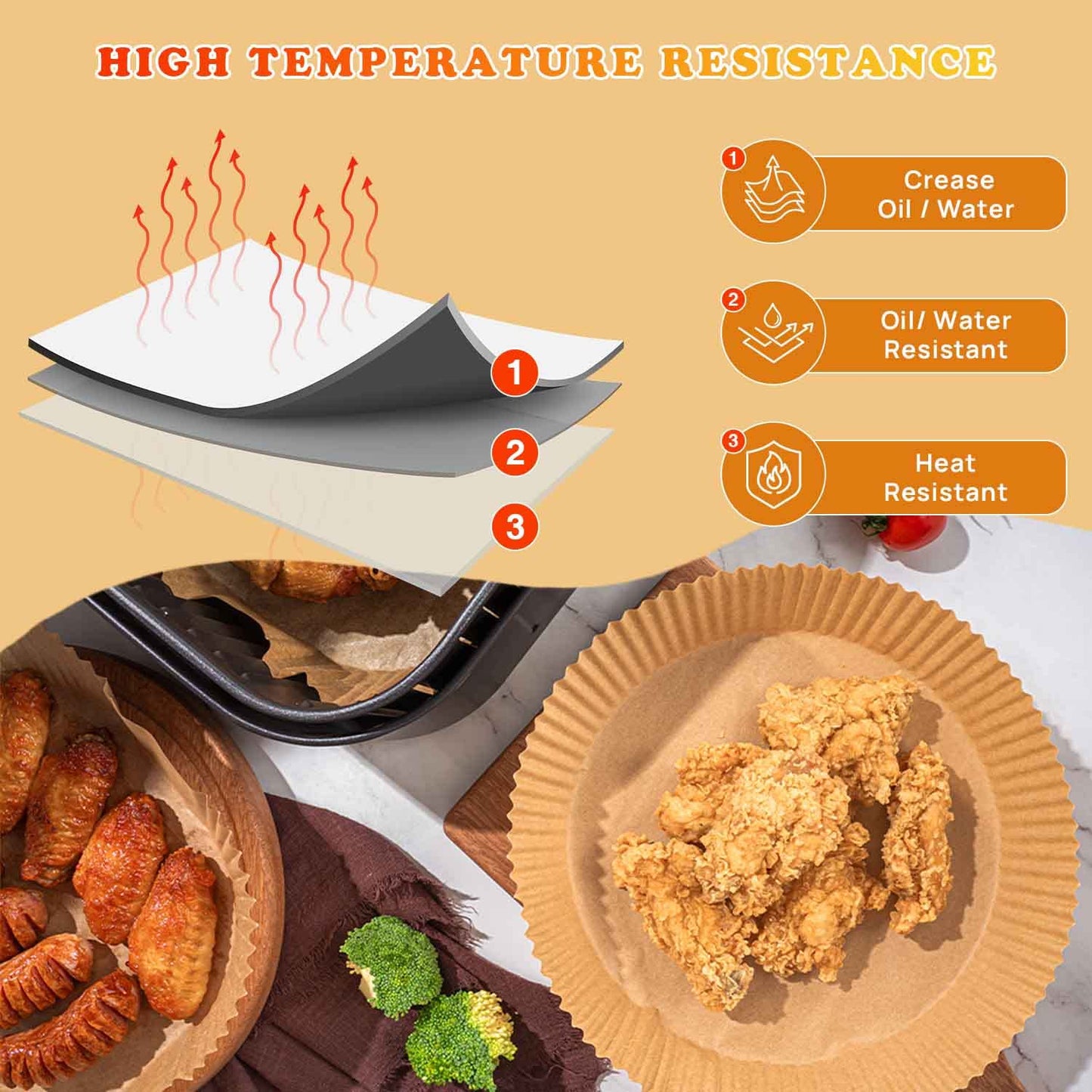 100 PCS Disposable Paper Liner for Air Fryer, Disposable Parchment Liners, Round Baking Paper-Liners for Baking Roasting Microwave (Nature)