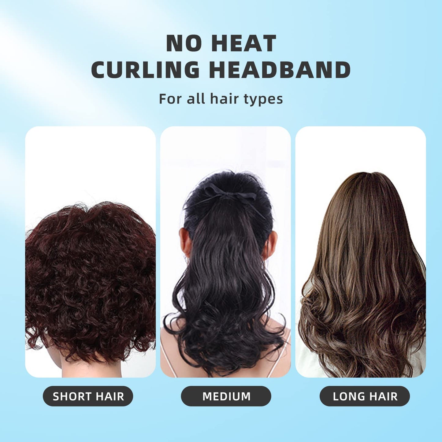 Esteopt Heatless Curls Ribbon, Silk Hair Curler Ribbon, No Heat Silk Curling Ribbon Set, Non-Slip Heatless Curler with Hairpin (Blue)