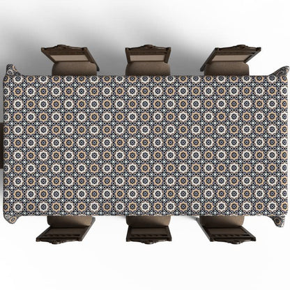 Islamic Unique Kai Waterproof Tablecloth, a Multicolor 140x300 cm Rectangular Table Cover from Durable Spillproof Polyester, an Artistic Protector for Dining, Parties, and Festive Events