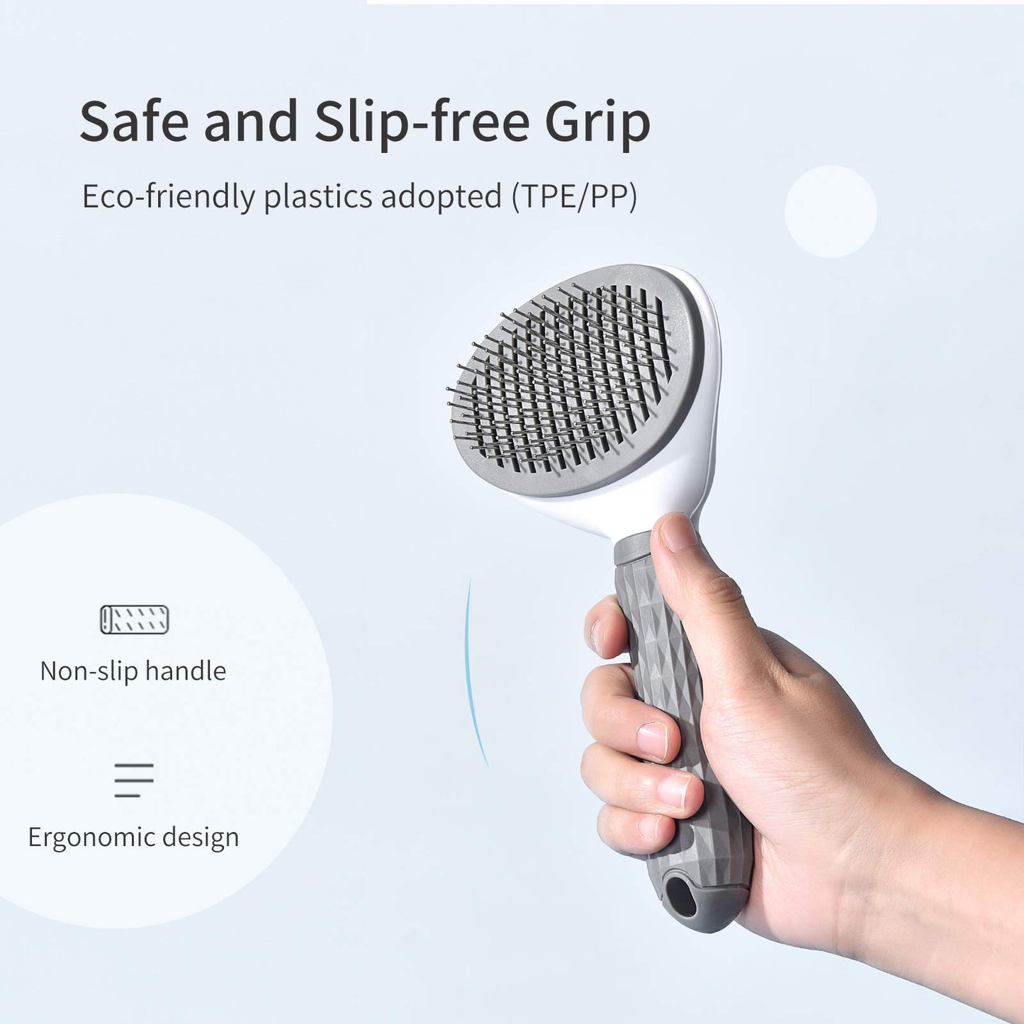 claws & tails Soft Slicker Cat Brush Dog Brush, with Self Cleaning Function, Pet Grooming Comb Gently Removes Long and Loose Undercoat Grey