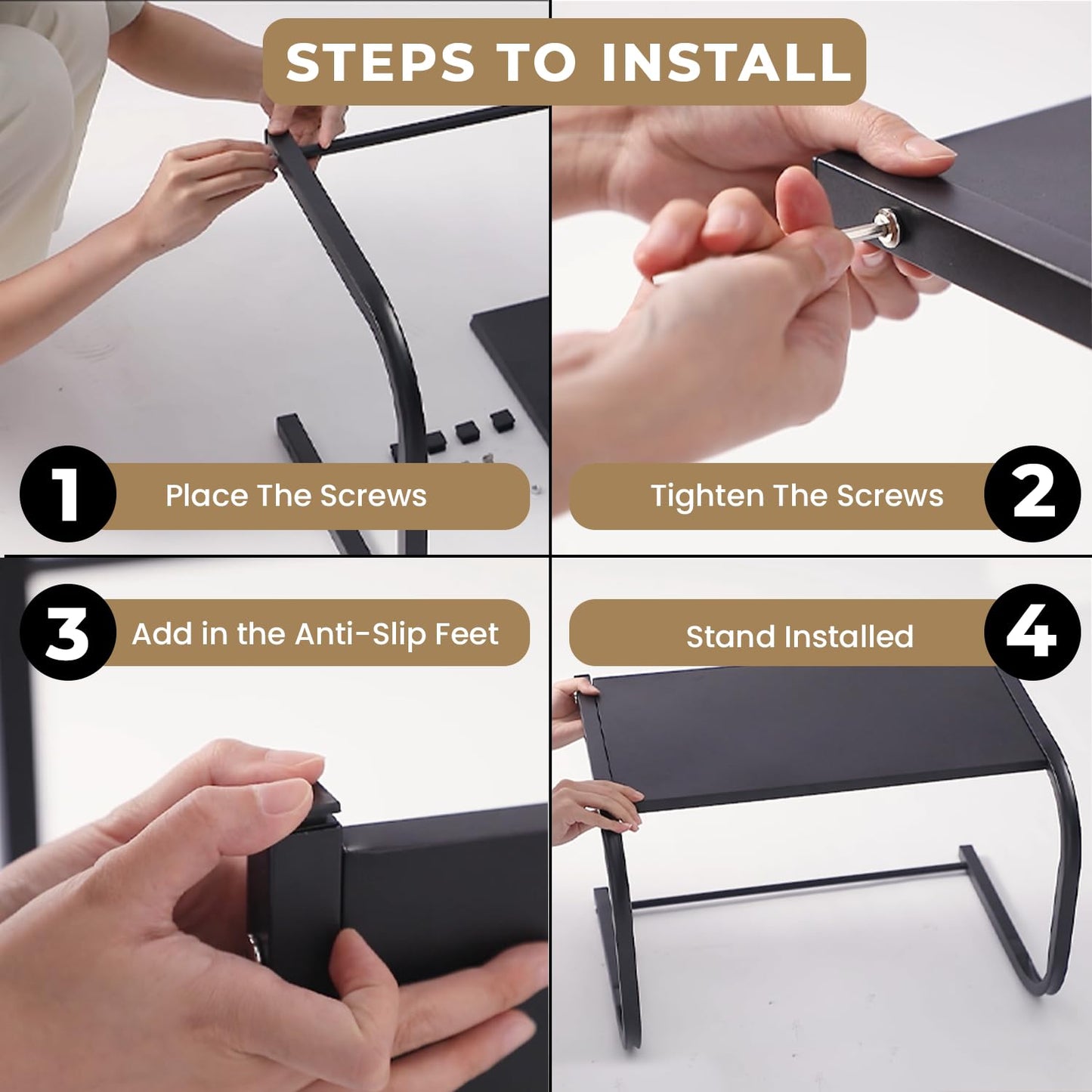 LYCOA Microwave Stand for Countertop, 2-Tier Metal Microwave Shelf Organizer for Small Spaces, Compact Black Oven Rack for Kitchen Counter, Sturdy Microwave Table Shelf for Home or Office