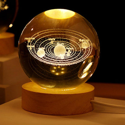 Wari Bright Space 3D Crystal Ball LED Table Lamp (Solar System)