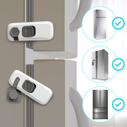 Heart of Tafiti 5 Pack Fridge Lock, Child Proof Refrigerator Lock, French Fridge Door Latches, Baby Safety Locks for Cabinet, Cupboard, Drawers, Oven, Closet, Strong Adhesive-Easy to Install, Grey