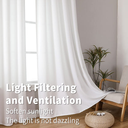 INtex CURTAINS Natural Linen Curtains -Semi Transparent Sheer -Soft And Durable Fabric -For Living Rooms And Bedroom Steel Grommets -Two Pieces 145W x 180L CM Light Grey