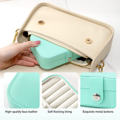CASEGRACE Small Jewelry Box For Women Travel Jewelry Organizer Double Layer for Necklace Earring Rings Jewelry Holder Case