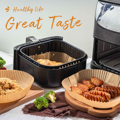 100 PCS Disposable Paper Liner for Air Fryer, Disposable Parchment Liners, Round Baking Paper-Liners for Baking Roasting Microwave (Nature)