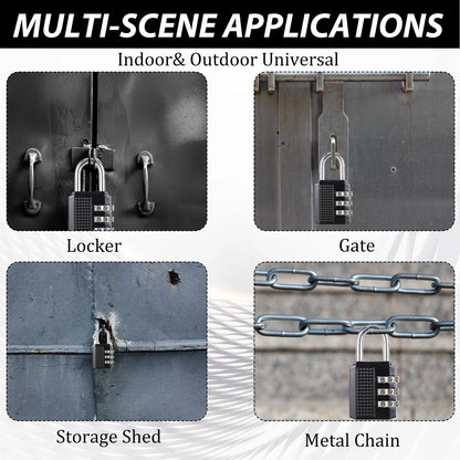 Set of 2 Combination Lock, 4 Digit Padlock, Combination Code, Weatherproof, Robust, Suitable for Schools, Lockers, Sheds, Gym, Gym, Lockers, Suitcase Lock
