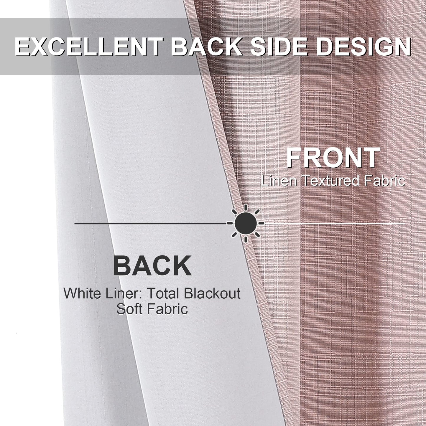 INtex Curtains Linen 100% Blackout Curtains for Bedroom Living Room Thermal Insulated Fabric -Room Darkening -Steel Grommet Window Curtains -1 Piece Ivory 140W X 250L CM