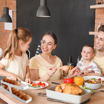 LENGMOMO Wenmpopo Egg Holder for Refrigerator - Automatically Rolling Egg Storage Container?2 Tier Rolling Egg Dispenser Detachable, Space Saving Egg Tray for Refrigerator Countertop Cabinet