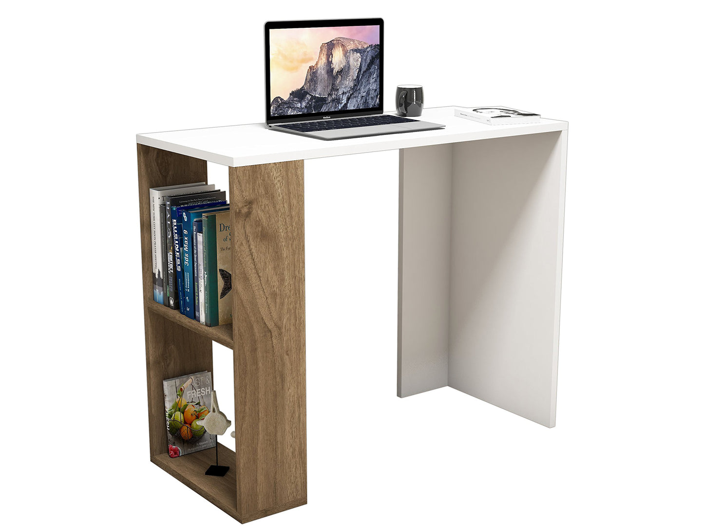 Studying Desk in White, Compact Computer Desk for SmalLSpaces, L90 x W40 cm Work from Home Table, Minimalist Writing Desk for Bedroom or Office, Sleek Design