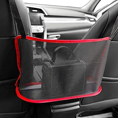 Car Net Pocket Handbag Holder Between Seats, Car Storage Netting Pouch for Purse Storage Phone Documents Pocket, Large Capacity Car Net Bag Barrier of Back Seat Pet Kids Helps To Safe Driving