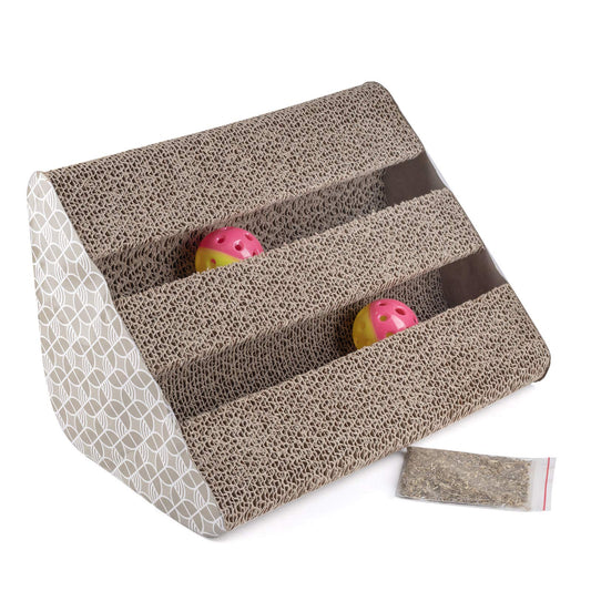 Bymia Pets Cardboard Cat Scratcher toy kitten scratch board posts - includes Catnip