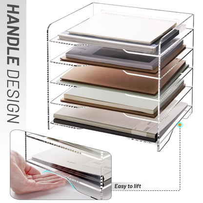 Clear Acrylic File Organizer, 5-Tier Horizontal Letter Tray, Enlarged Paper Organizer for Desk, Office, and Home Use