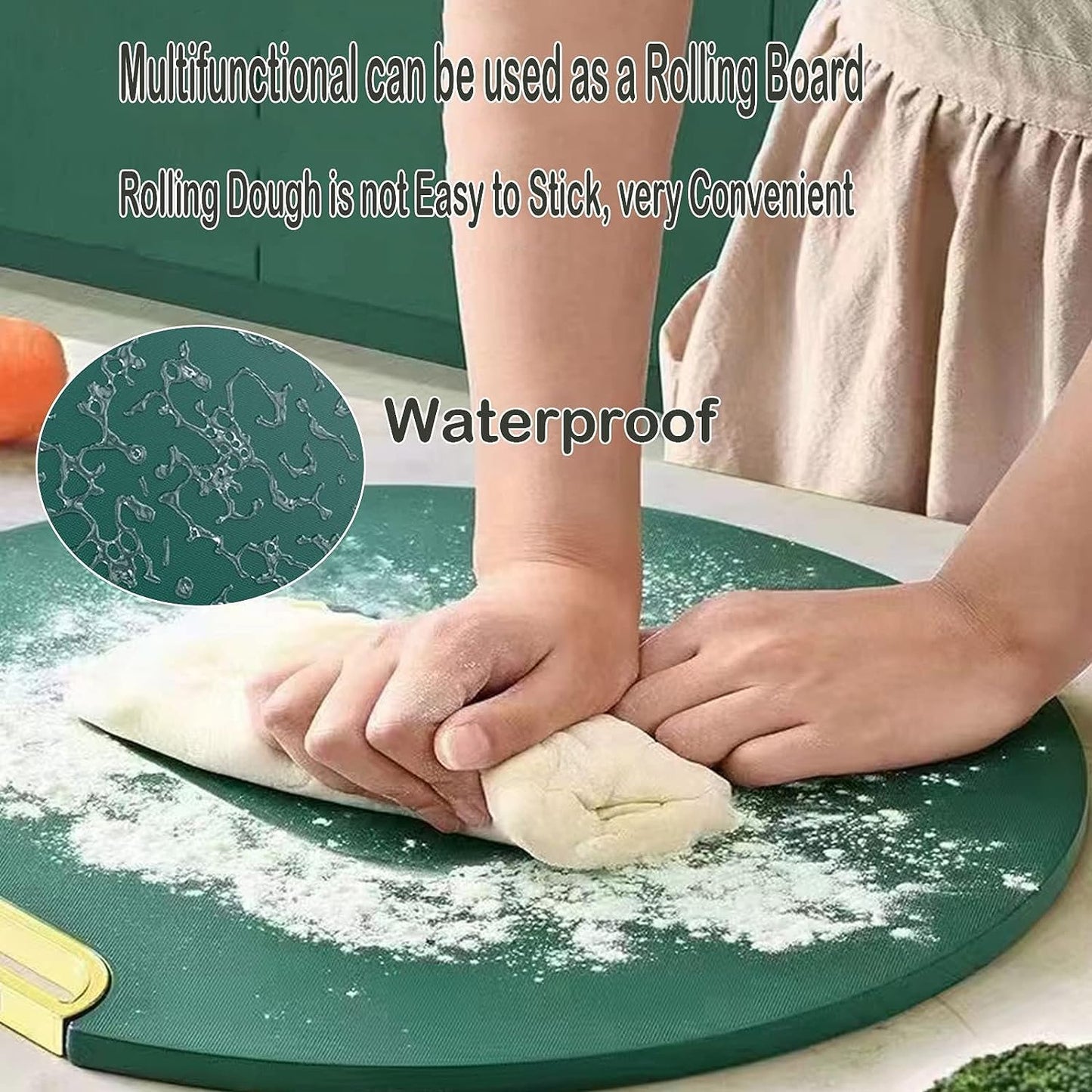 Round Shape Cutting Board, Chopping Board, Heavy Duty Non-Slip, Double Side,for Kitchen Home Meat Vegetable Fruit Cheese