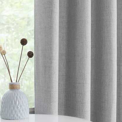 Linen Blackout curtains - 100% Blackout - sun zero - Fully Darkness for Room - thermal insulated fabric - silver steel Grommets - 1 Piece