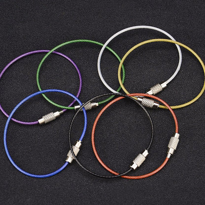 10Pcs Colorful Stainless Steel Wire Keychain Rope Key Chain Aircraft Gear Cable Ring Keyring for Outdoor Hiking