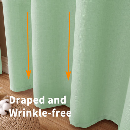 INtex CURTAINS Natural Linen Curtains -Semi Transparent Sheer -Soft And Durable Fabric -For Living Rooms And Bedroom Steel Grommets -Two Pieces 145W x 180L CM Light Grey