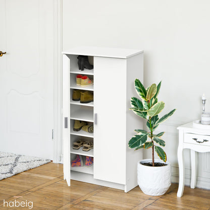 Shoe Cabinet and Chest of Drawers, Versatile Wooden Cupboard and Shoe Rack for Hallway or Bedroom Furniture in a Clean White Finish, Multi-Purpose Storage Solution