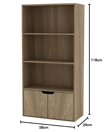 5-Tier Wall Shelf Unit in Pine, Narrow Vertical Column Floating Storage, 30" Tall Tower Design Utility Shelf for Bedroom & Living Room, Smooth Laminate Finish