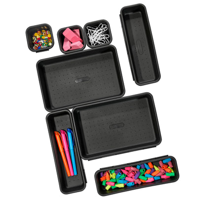 madesmart 8-Piece Interlocking Bin Pack-CARBON COLLECTION Customizable Multi-Purpose Storage, Durable, Easy to Clean & BPA-Free