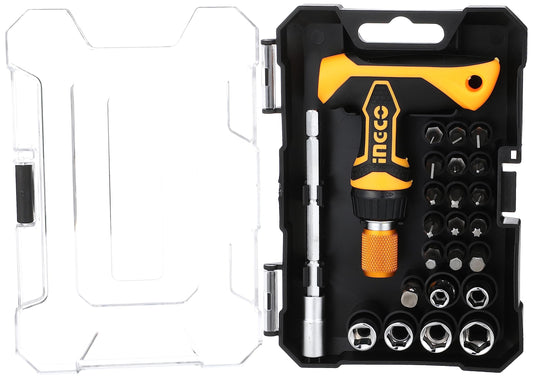 Ingco hksdb0188 18pcs t-handle mini screwdriver bit socket set phillips slotted pozi hex (1 set)