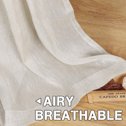 Semi-Transparent Natural Linen Curtains with Elegant Sheer Fabric and Steel Grommets - 1 Piece