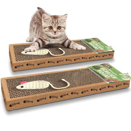 2pk Cat Scratching Board | 37 x 12cm | Reversible Cat Scratcher Cardboard Cat Scratchers for Indoor Cats, Small & Large | Cat Scratching Pad Cat Scratch Board Cat Cardboard Scratcher for Cats