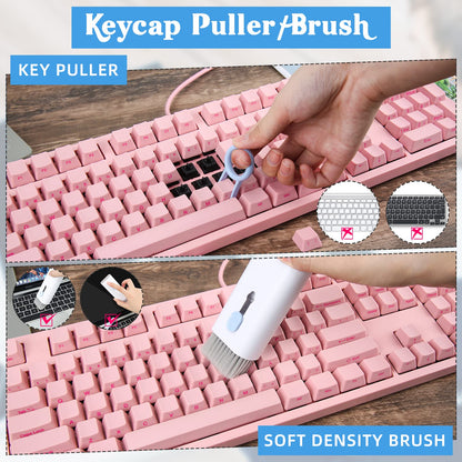 Liamostee 7 in 1 Keyboard Cleaning Brush Kit, Multifunctional Earphones Cleaner with Key Cap Puller, for Airpods Earbuds Smartphone Cleaning Set