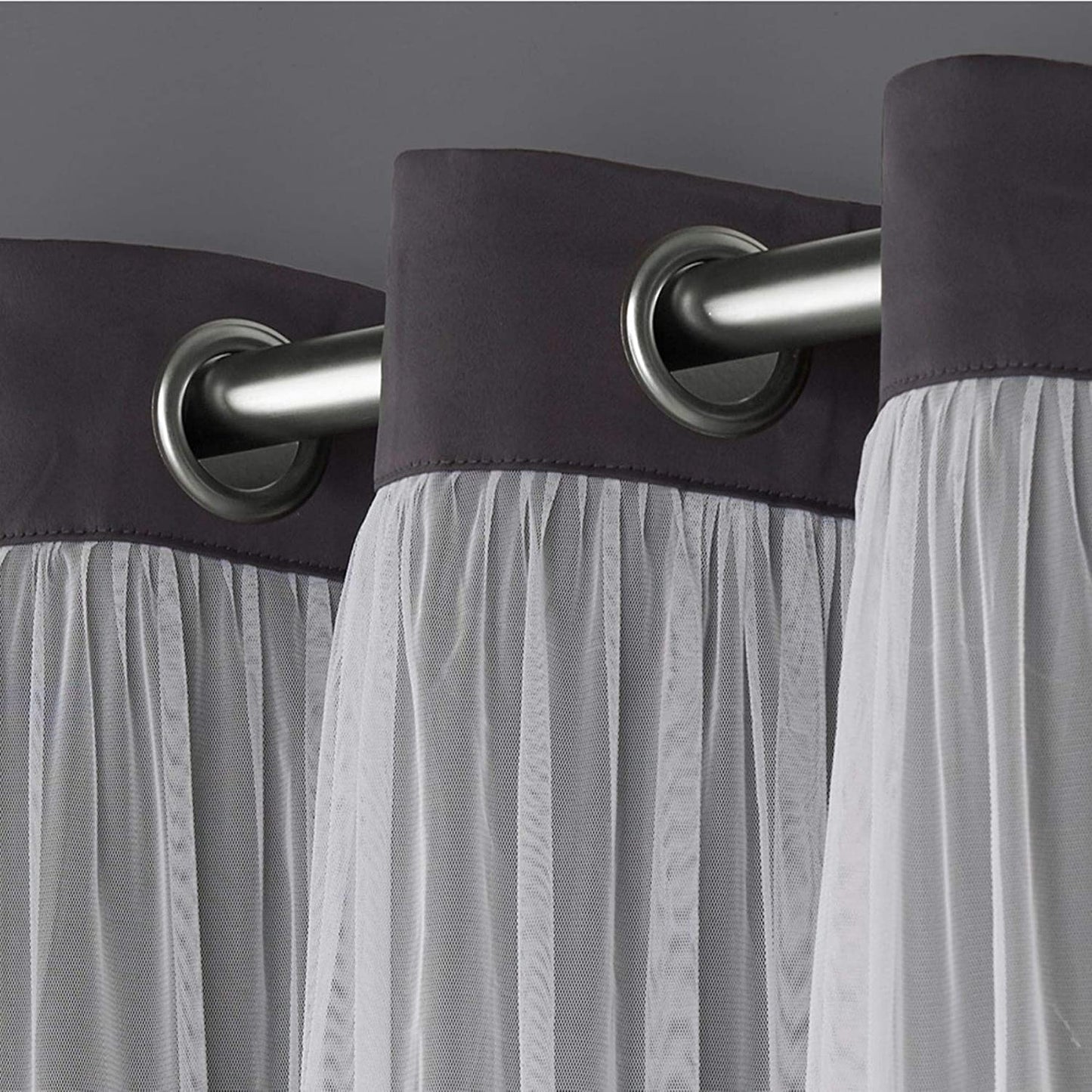 Voile Sheer Panel Pair with Insulated Blackout Room Dark,Rich steel Grommet, Set of 1 Panel