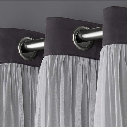 Voile Sheer Panel Pair with Insulated Blackout Room Dark,Rich steel Grommet, Set of 1 Panel