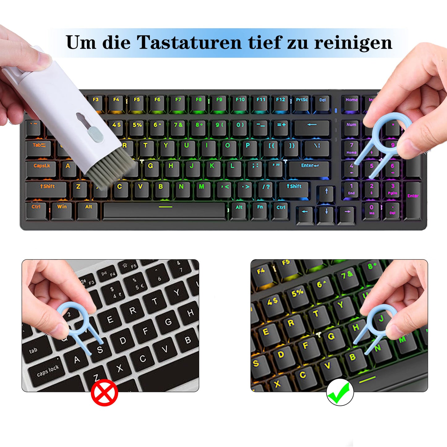 CX&LL 7-in-1 Cleaning Brush Set - Universal Keyboard Cleaner, Multifunctional Cleaning Kit for Smartphone, Airpods, Laptop, Camera - Blue