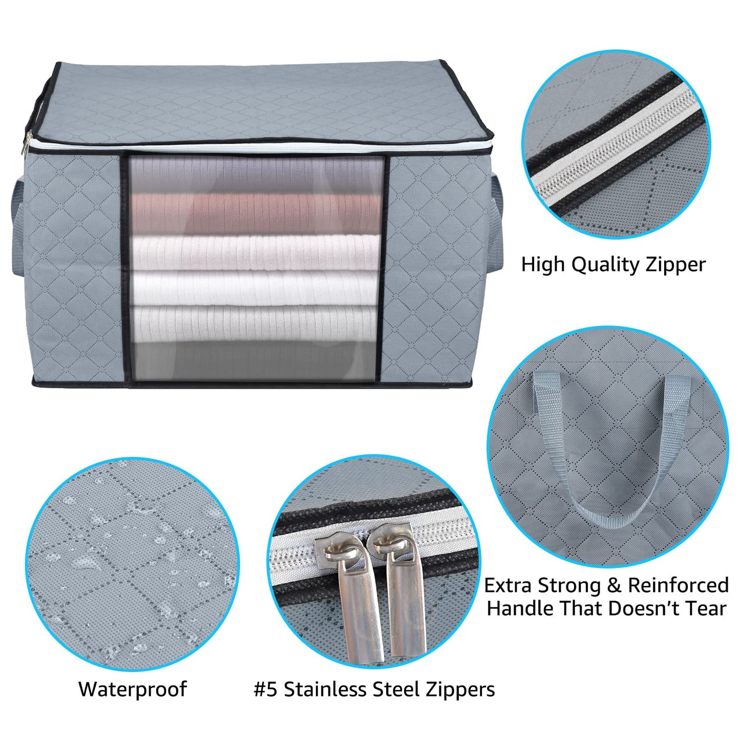 BoxLegend Foldable Clothes Storage Bag with Sturdy Zipper, Transparent Window, 1 Piece, multi color