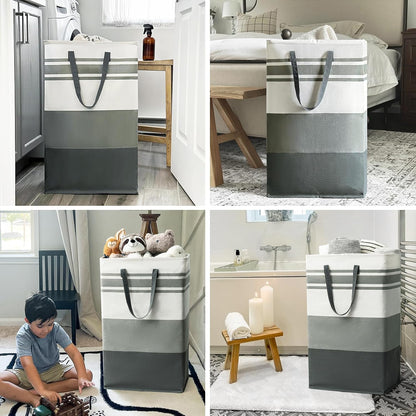 Dirty Clothes Hamper Big Laundry Baskets with Handles, Collapsible Laundry Hampers for Bedroom, Extra Large Hamper Basket Bin for Living Room (2pcs)