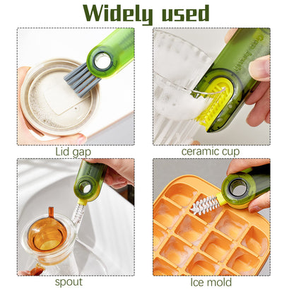 2Pcs 3-in-1 Cup Lid Cleaning Brush Set,Multifunctional Bottle Cover Detail Brushes, Kitchen Cleaning Tools for Various Containers,Portable & Space-Saving,Two Colors