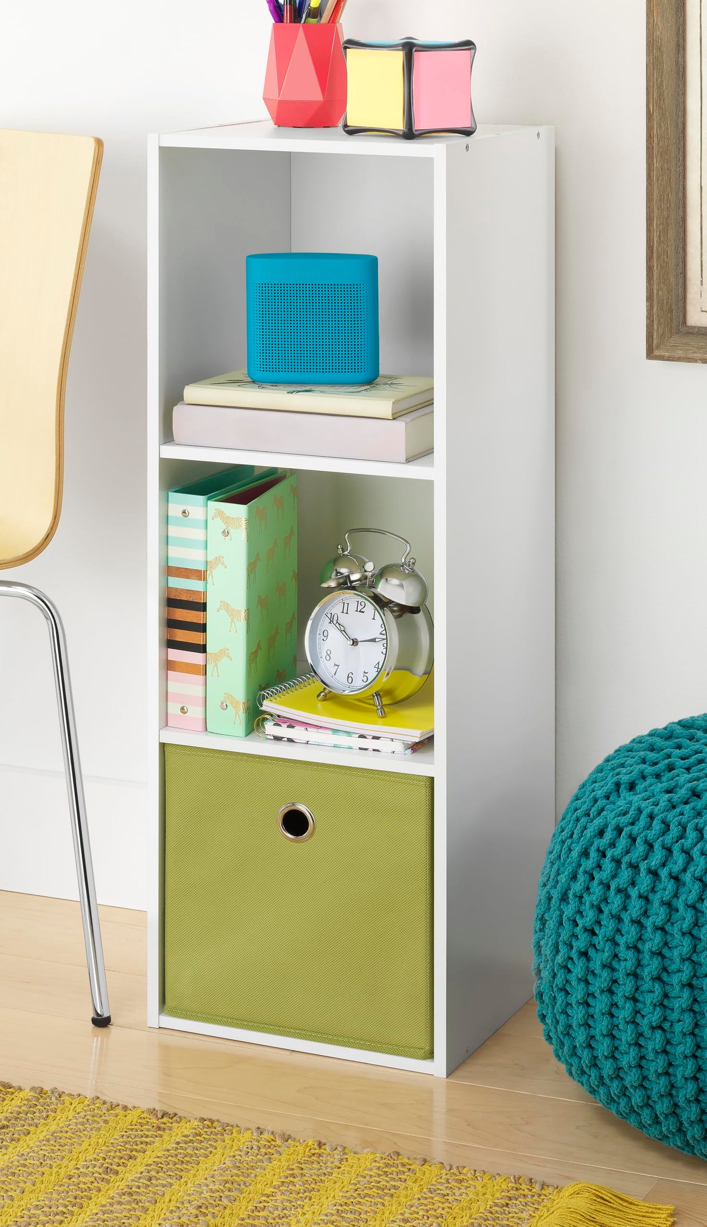 3 Cube Organizer, Versatile Storage Bookcase and Shelf Unit in White, Stackable and Modular Design for Closet, Office, or Living Room, Modern and Simple Organizer