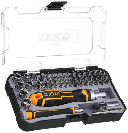 Ingco HKSDB0558 Screwdriver Bit Set with Ratchet Handle - 55 Pieces