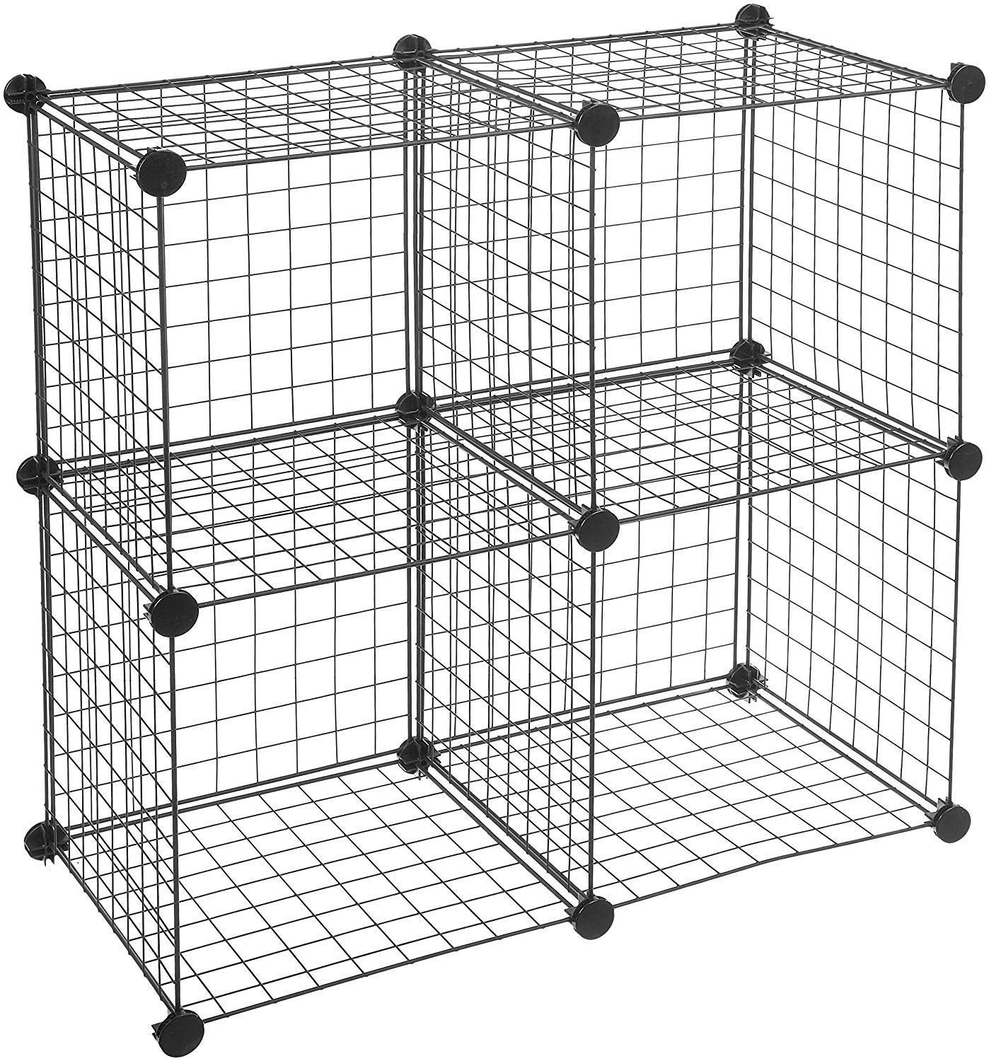 Wire Storage Cubes Modular Shelving Unit DIY Metal Grid Closet Organizer System, Bookcase, Cabinet (4 Cubes)