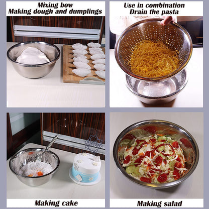 PREMIFY 3 in 1 Stainless Steel Grater Basin with Vegetable Chopper And Cheese Grater, Multifunctional Set Food Bowl/Colander/Vegetable Grater Mixing Bowl & Drainer, Rice Sieve Strainer