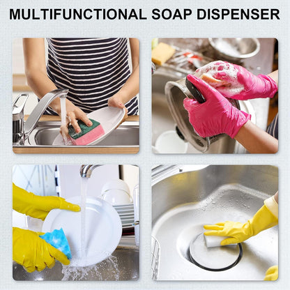 Kitchen Dish Soap Dispenser with Organizer and Sponge Holder, 2022 Newest 3 in 1 Soap Pump Dispenser for Kitchen Sink with Organizer