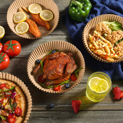 100 PCS Large Air Fryer Disposable Paper Liner, Non-stick Air Fryer Liners, Oil-Proof Air Fryer Parchment Paper, Food Grade Round Baking Paper For Frying Baking Roasting Microwave, 100PCS, 8 Inch.