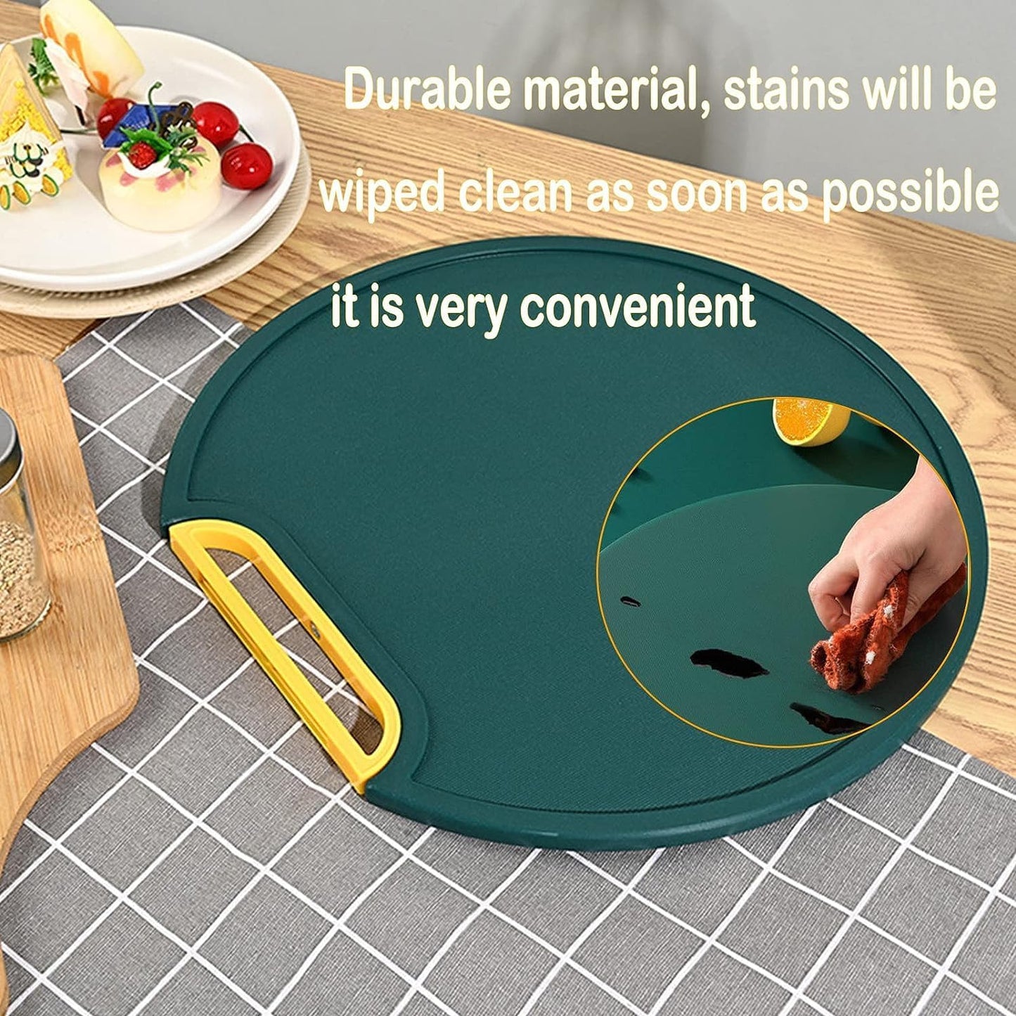 Round Shape Cutting Board, Chopping Board, Heavy Duty Non-Slip, Double Side,for Kitchen Home Meat Vegetable Fruit Cheese