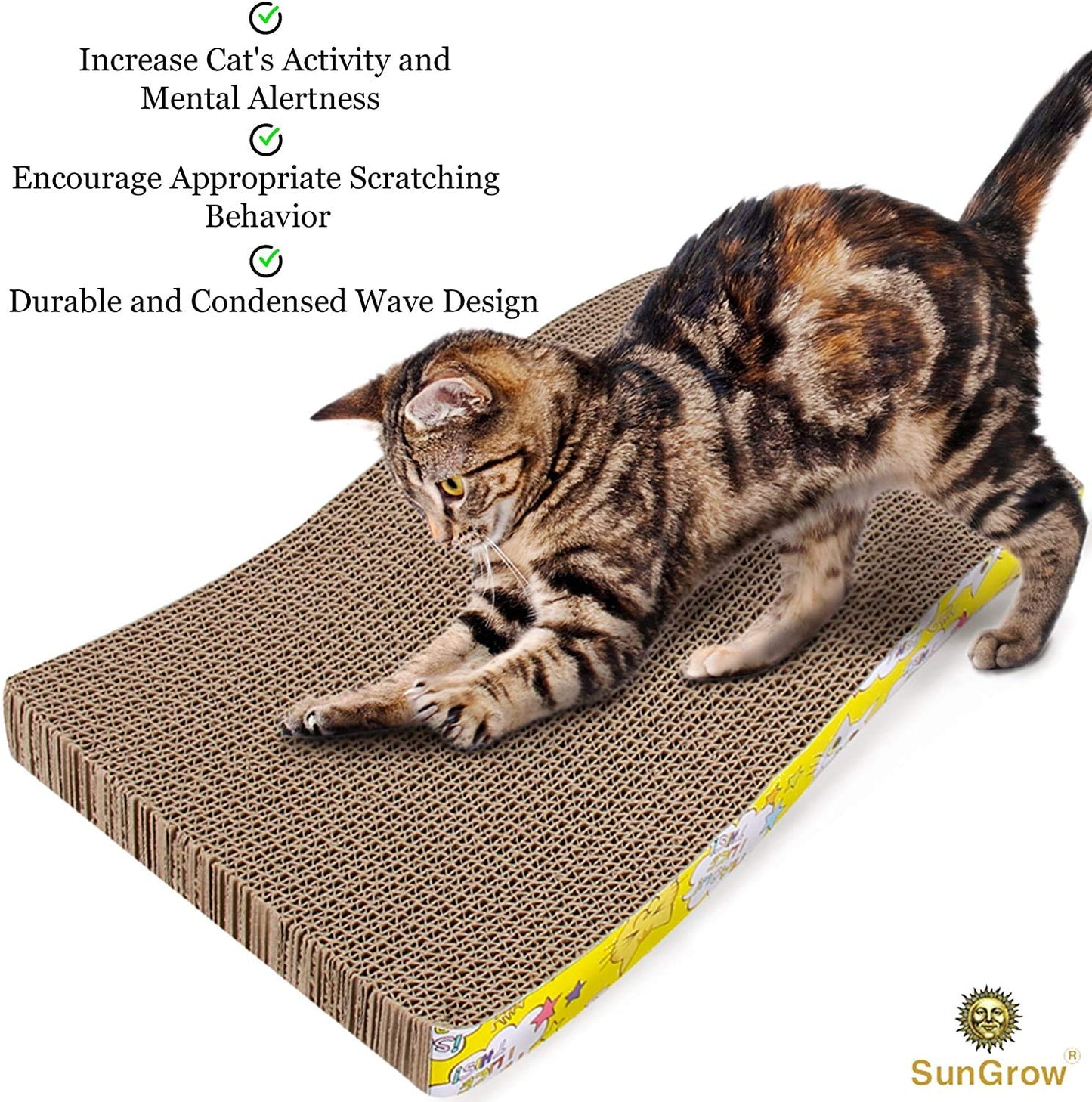 TK 2 in 1 Cat Scratcher Cardboard, Cat Scratching Pad Toy with a Curved Wave Design, Cat Scratcher Pad Lounge Sofa Bed, Suitable for Cats to Rest, Grind Claws and Play