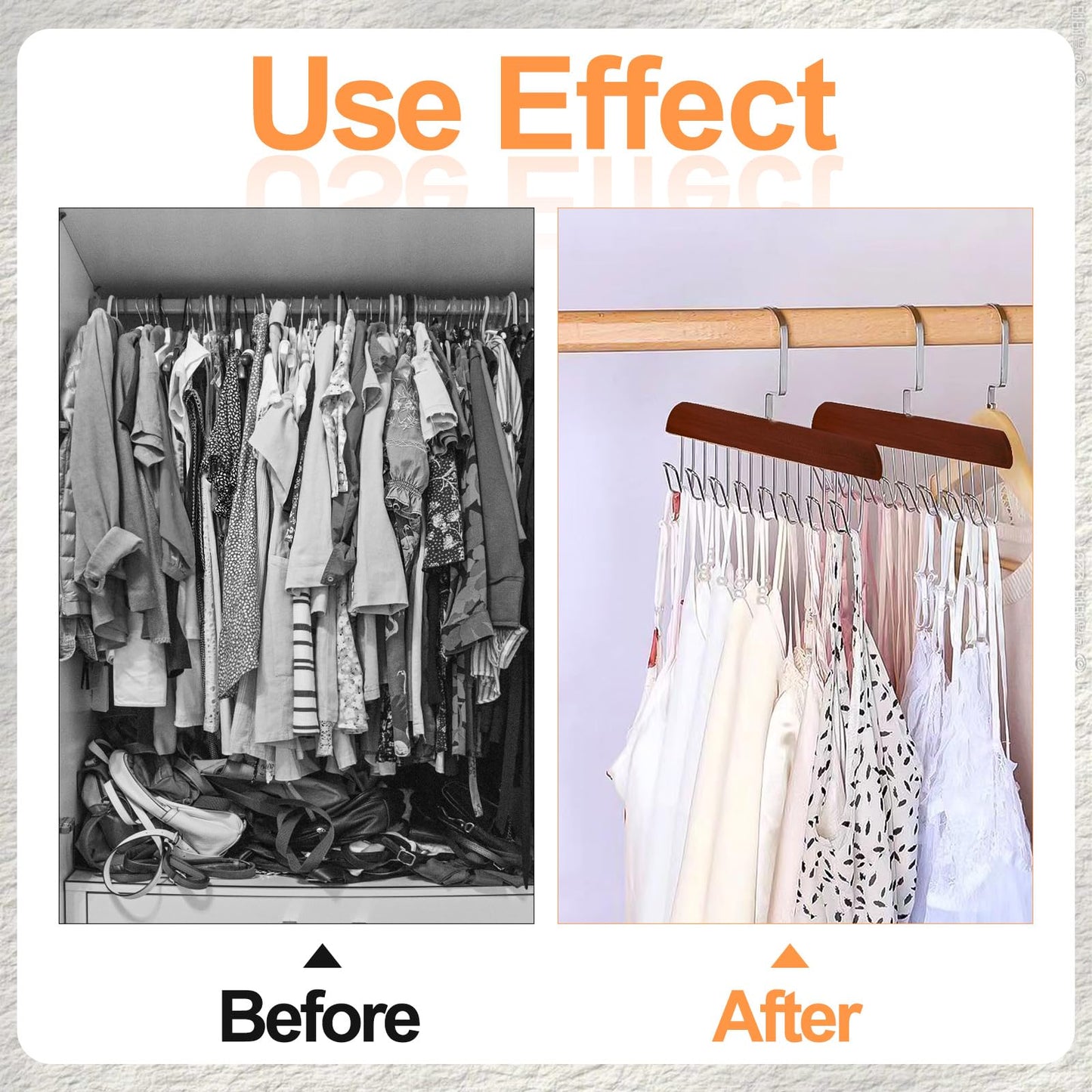 Xbaiyanr 4Pcs Anti Slip Multi Hook Coat Racks,Bra Hangers for Closet Organizer with 8 Hooks 360 °Swivel Belt Hanger for Closet for Belt, Tie, Tank Top, Bra, Scarf (Brown)