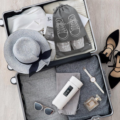 YHQZ 5 Pcs Large Shoe Storage Bags,Shoe Bags for Travel,Dustproof Drawstring Shoes Bags,Shoe Travel Bag,Drawstring Non-Woven Shoes Storage Bags with Transparent Window for Daily and Travel Use(Grey)