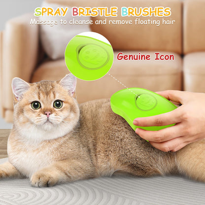 Cat Steam Brush, 3 In1 Steam Cat Brush, Steam Brush for Cats, Steamy Cat Brush, Rechargeable Silicone Steam Pet Brush, Multifunctional Pet Hair Comb for Removing Tangled And Loosse Hair (Yellow)